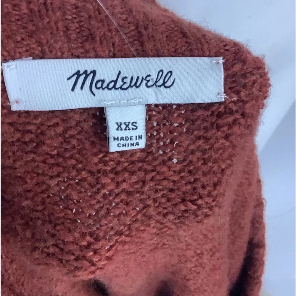Madewell Sz XXS Bobble Button Front Cardigan Burnt Orange Cotton Merino Wool - Picture 5 of 6